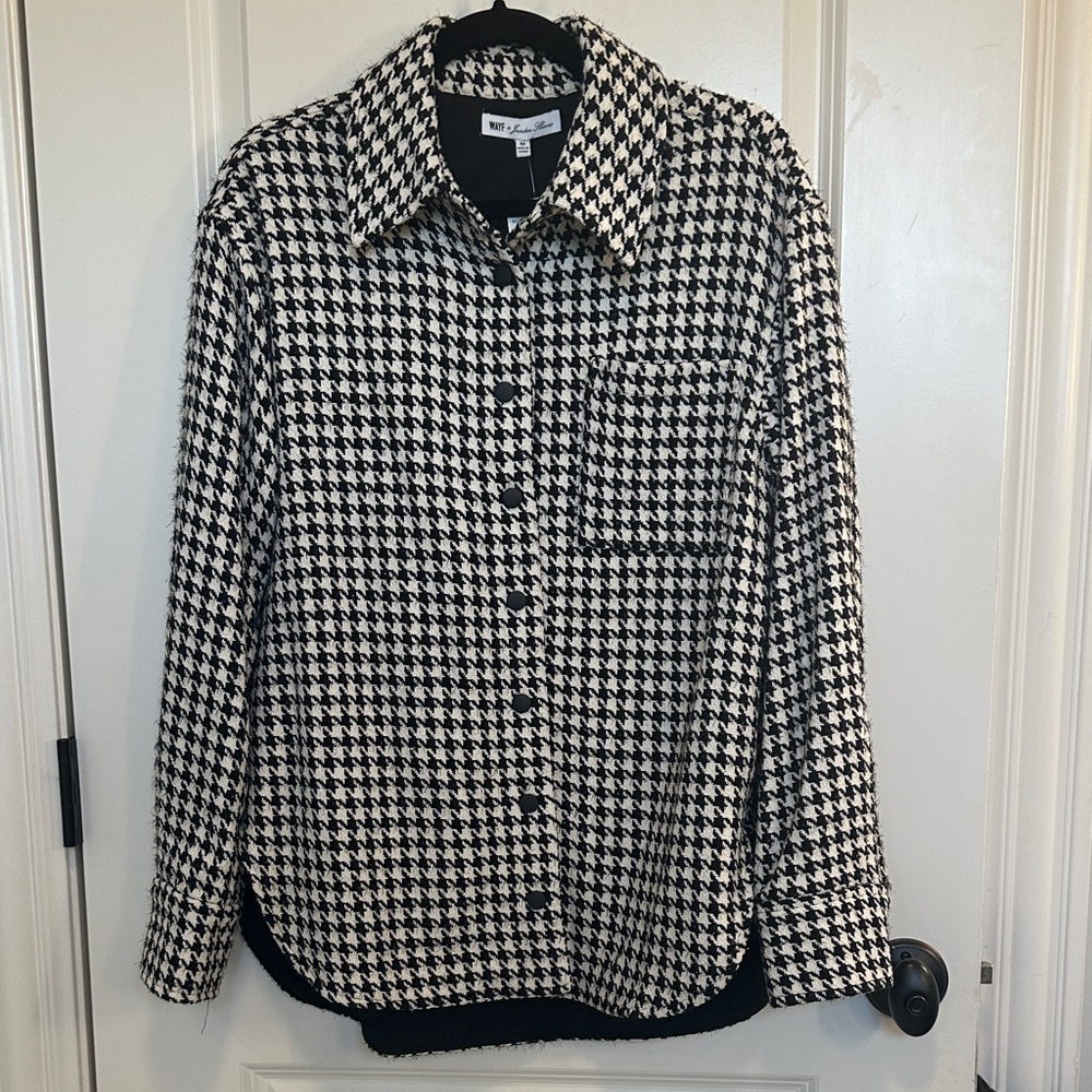WAYF Black and White Houndstooth Button-Up Shirt/Jacket Sz M - NWT